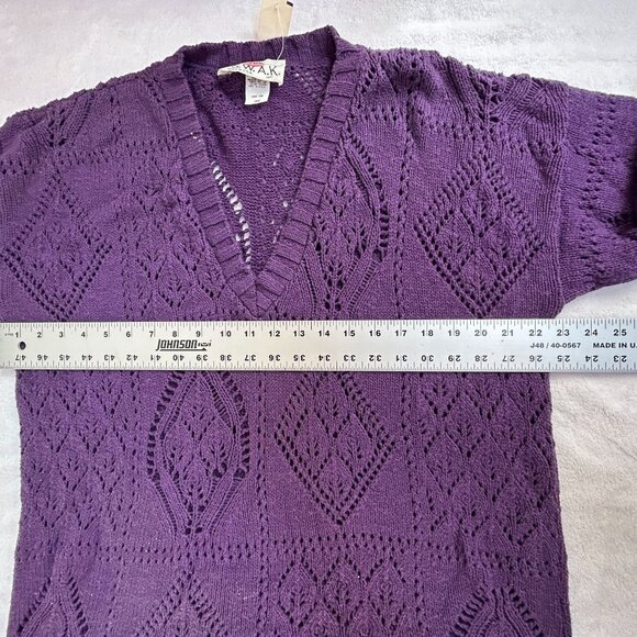 S.W.A.K. Purple Iris Knit Sweater Women’s Large V-Neck Textured Pullover NWT - Picture 6 of 7
